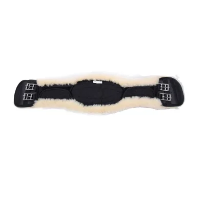 Girth with Removable Real Lambskin Belly Belt Dressage Saddle Girth Riding Harness with Natural Lambwool in Natural, Brown Black