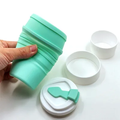 Factory Price Collapsible Silicone Coffee Cup Foldable Collapsible Silicone Sippy Cups With Lid for Travel