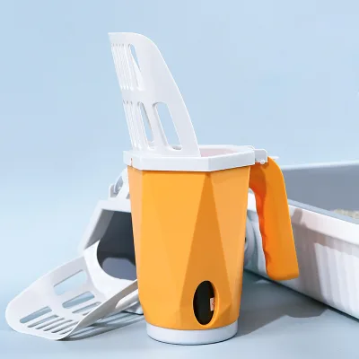 Wholesale New Design Integrated Cat Litter Shovel Hollow-carved Design Thicken Cat Litter Scoop With Garbage Bag Box