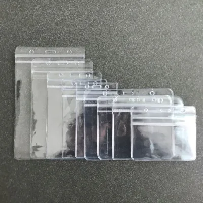 PVC Clear Transparent Plastic Horizontal Name Badge ID Card Holders for Bank Card Work Card