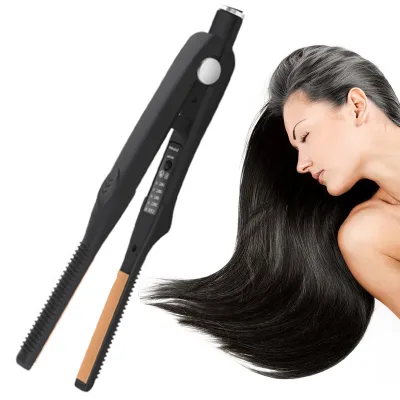 Professional 2-in-1 Ceramic Plate Mini Hair Straightener with LCD Display Electric for Home Hotel Use Customizable Salon Style