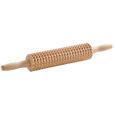 2021 New Design 10" Beech Wood Deep Notched Rolling Pin Fondant Rolling Pin