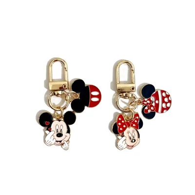 Creative Cartoon Key Backpack Charm Metal Enamel Cute Mouse Minnie Mickey Keychain for Bag