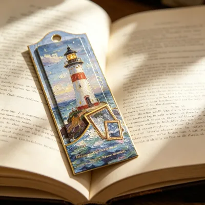Wholesale Custom Printed Seaside Oil Painting Paper Bookmark Landscape Book Marker for Stationery Gift Shop