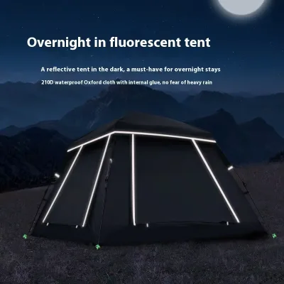 Four-Season Extended Type Camping Tent Quick Automatic Opening Waterproof Windproof Fiberglass Oxford Fabric One Bedroom Single