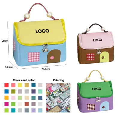 Custom Cute Cosmetic Bag Girl Make up Organizer House Shape Carrying kawaiiToiletry Storage Box Cute Makeup Bags