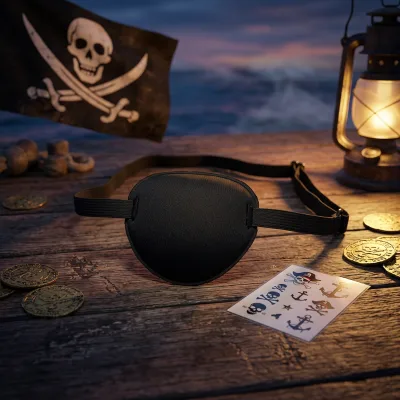 Factory Black Pirate Eye Patches Single Eye Skull Patches Silk Pirate Captain Costume for Halloween Cosplay Party Supplies Logo