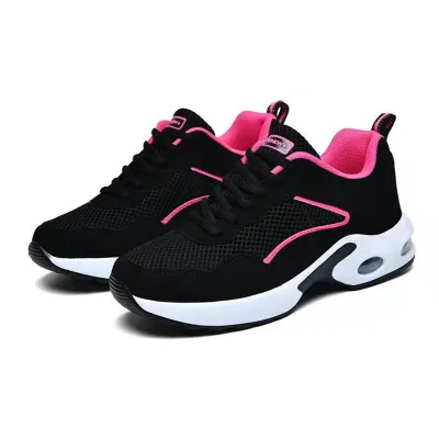Women's Summer Solid Casual Shoes Large Size European American Style Thick Sole Lace-up Pu Upper Mesh Lining