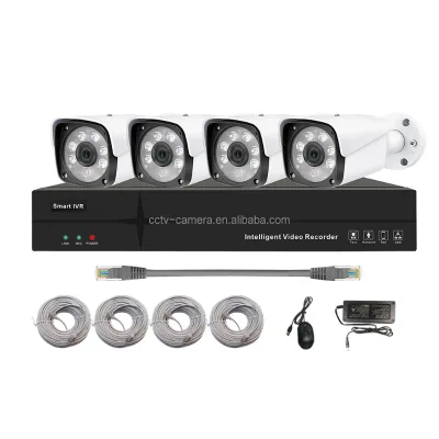 4CH CCTV IP Bullet Camera Manufacturer NVR POE Optional 4 Channel KITs With 4 Pcs Outdoor IP Bullet CCTV Camera and Cable Power