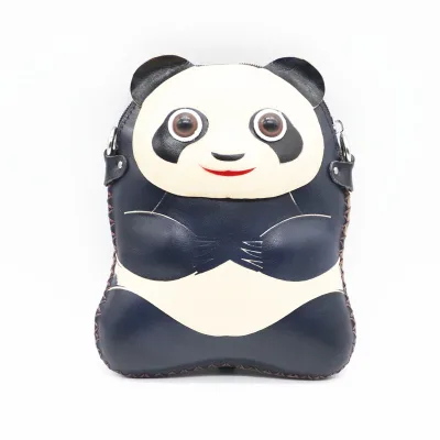 Vintage  Handmade  Cowhide Panda  Single Shoulder  Crossbody Bag  Cross Shoulder Backpack