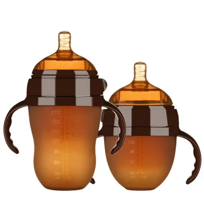 Cheap Arc Body Glass Baby Feeding Bottles with Handle