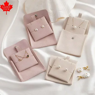 LAIRE Microfiber Fashionable Flip-Top Snap Jewelry Bag Inner Card Dustproof Storage for Necklaces Earrings-Portable Travel Bag