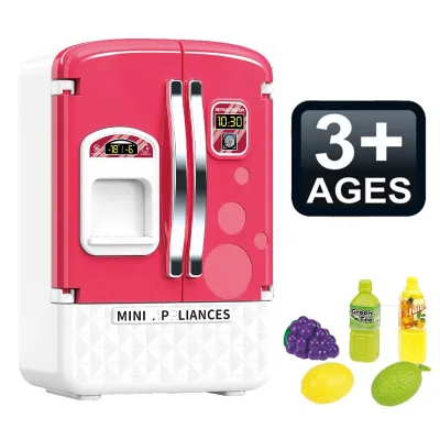 Newest Plastic Toy Simulation Electric Refrigerator With Light Music Home Appliances for Kids