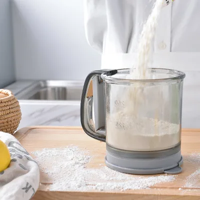 Handheld Double-layer Juice Filter Fine Mesh Strainer Flour Sieve Baking Handheld Flour Manual Filter Flour Sieve with Press