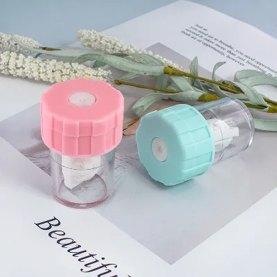 Portable Manual Beauty Features Contact Lens Cleaner Case with Pupil Cleaning Colored Circle Lenses Washer Storage Box