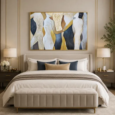 Wall Art Modern Gilded Silhouettes Oil Painting Handmade Decorative Artwork for Home Decoration Living Room Custom Design