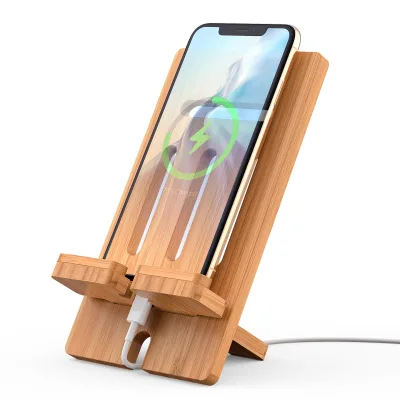 Wholesale Cell Phone Tablet Stand,Bamboo Wooden Smart Phone Desktop Charging Dock Holder,Wood Pad Stand for Countertop