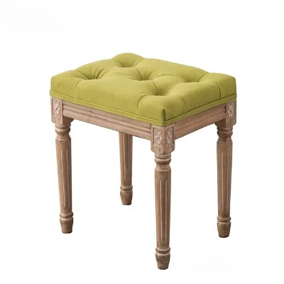 Modern Style Stool with Floral Carved Wooden Legs and Soft Cushioned Seat for Chic Living Spaces