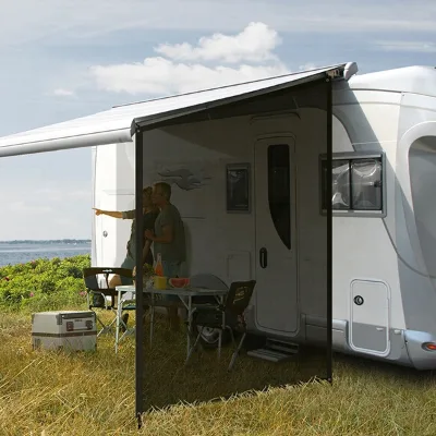 OEM UV Resistant Heavy-Duty PVC Mesh 9'X7' RV Awning Side Shade Privacy Screen for Camper Caravan Motorhome Custom Logo