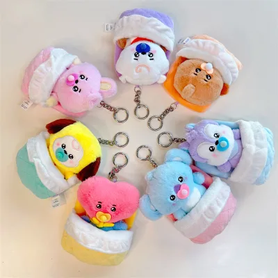 New K-pop Idol Baby Sleep Bag Series Plush Key Chains Bags Accessories Soft Cotton Kpop Cute Toys Doll Pendant Plushie Keychain