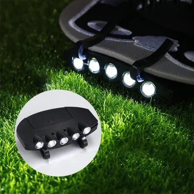 Durable 5 LED Clip-On Clip Hat Lamp Fishing Light Outdoor Camping Lamp ABS Wireless Hat Light Headlamps for Hunting