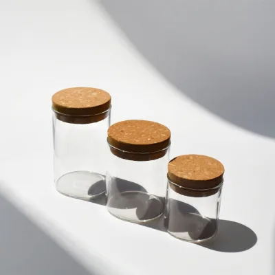16 oz 12 oz High Borosilicate Glass Candle Jar with Cork Lids Apothecary Empty Jar for Candle Making Home Decoration Bulk Supply