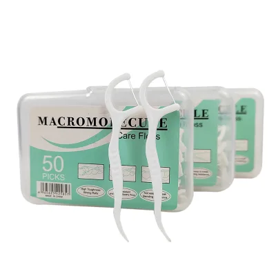 Disposable Oral Care Floss Sticks 50 Counts Plastic Square Box Pack Portable & Hygienic Ideal for Hotel Household & Personal Use