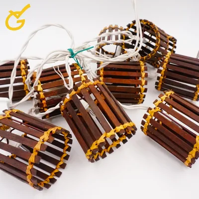 Wood Carving LED String Lights Indoor Christmas Hanging Decorations Mini Plastic Ornament Fairy Lights Tree Home Holiday IP44
