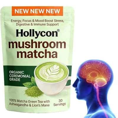 OEM Private Label Mushroom Matcha Matcha with Lion's Mane & Ashwagandha Support Brain Health Gut Health Immunity Stress Memory