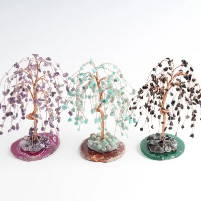 Custom logo Gem Tree Crystals Crystal Money Tree Hot Selling Natural Polished Gemstone Fengshui Trees for Home Decoration