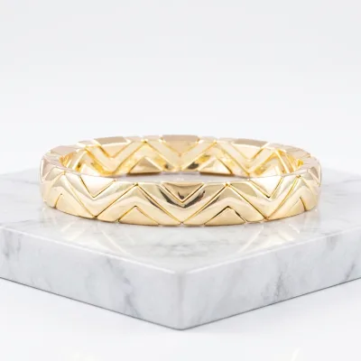 2026 Women's 14K Gold Plated Elastic Stack Beaded Geometric Bracelet with Natural Filled Diamonds Trendy Wedding & Party Jewelry