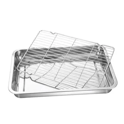 Stainless Steel Cooling Rack Wire Baking Grid Grill Mesh for Roasting Drip Pan Fry Drain Tray Kitchen Use