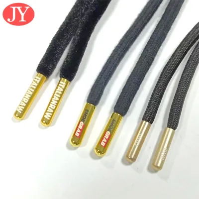 Jiayang Gold Aglet Strings Silk Screen Printed Custom logo Shoelace Brass Aglet Custom Aglet