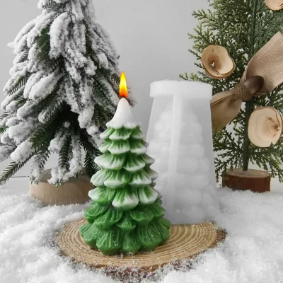 Wholesale 3d Christmas Tree Shape Candle Silicone Mold Diy Aromatic Candle Silicone Mold