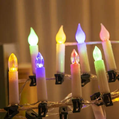 Candle Lights LED Clip-On String Lights Christmas Indoor Ambiance Battery-Powered Night Hanging Decorative Fairy Lights IP44