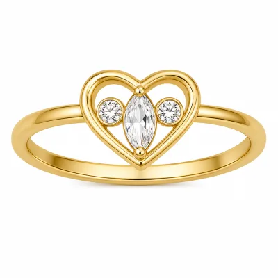 HLL 925 Sterling Silver Cluster Gold Plated Double Heart Zircon Romantic Pave Setting Women's Wedding Gift Third Party Certified