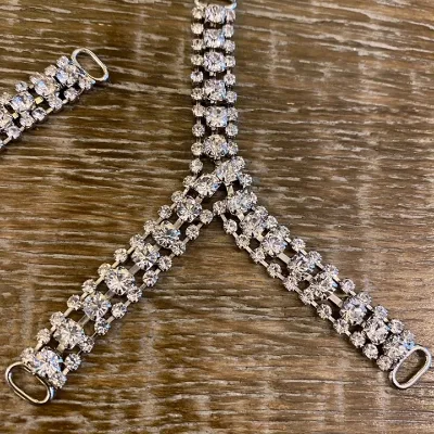 Sexy Y Shape Silver Crystal Bikini Connector for Women Swimwear Suit