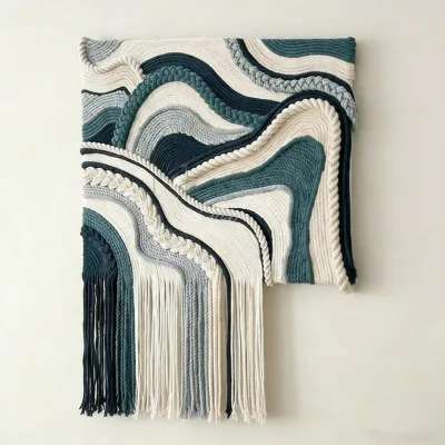 Macrame Decor Ocean Wave Gradient Woven Wall Art for Coastal Minimalist Interiors