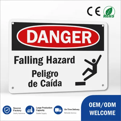 Traffic Sign Board Danger Falling Hazard Bilingual English Spanish Reflective Aluminum OSHA Compliant Safety Warning Sign