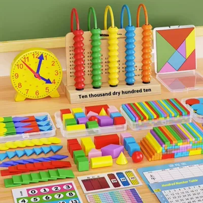 First Grade Mathematics Teaching Aids Essential Educational Wood Jigsaw Puzzle for Primary Second Grade Counter Learning Tool