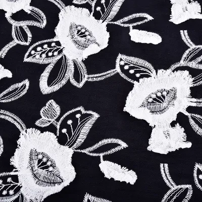 Factory Direct Supply Custom Color Flower 85% Viscose 15% Nylon Woven Embroidery Fabric for Overcoat