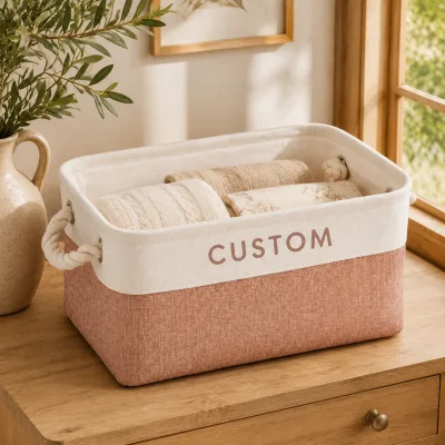 Custom POD Waterproof Fabric Heat Transfer Printing Storage Basket with Handle for Baby Party Housewarming Gifts Birthday Gifts