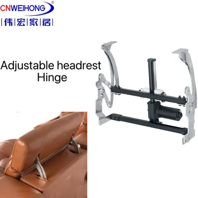 Motorized Recliner Headrest Mechanism Black Chrome Multi-Link Lift Frame Silent DC Motor for Upholstery Sofa