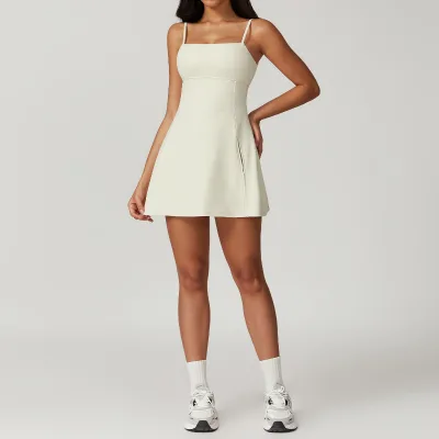American-style Anti-exposure Basic Sports Dress with Chest Pad Breathable Outdoor Golf Beauty Back Yoga Tennis Skirt