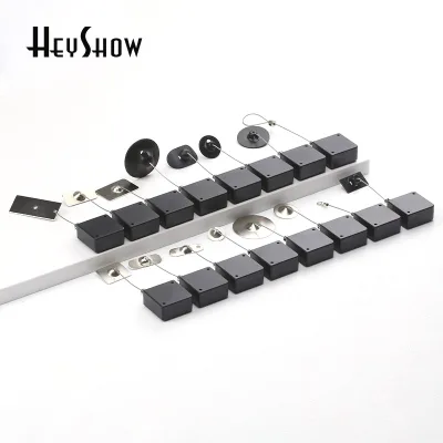 Retractable Anti-theft Pull Box Display Security Tether Universal Recoiler Square White Black for Retail