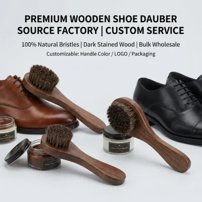 Wooden Horse Hair Shoe Clean Brush OEM Logo PP Bag Packaging Customizable Environmentally Friendly Animal Hair Long Handle