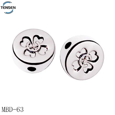 New Arrival Silver Zinc Alloy Stamped Name round Hole Beads Logo Beads for Women's Bracelet Durable Metal Loose Beads