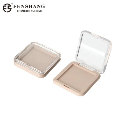 Custom Square Empty Powder Compact Clear Lid Blush Highlighter Cosmetic Packaging Recyclable Customized Shape Can Print Your Own