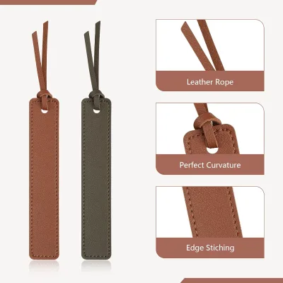 Leather Bookmark Classic Stitched Bookmark with Leather Rope Page Markers Reading Gifts for Book Lovers