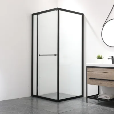 Premium Luxury Hotel Easy Clean Black Framed Square Shower Cabin Sliding Door Shower Screen for Modern Bathrooms
